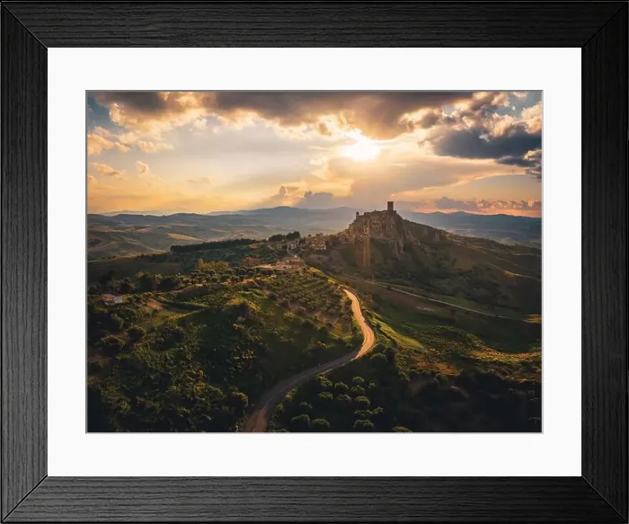 Framed Print : The abandoned village of Craco, Basilicata region, Italy. Aerial view. Magical view, shot at golden hour at sunset Framed Print : The abandoned village of Craco, Basilicata region, Italy. Aerial view. Magical view, shot at golden hour at sunset