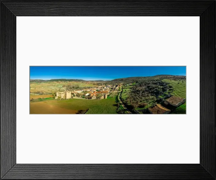 Framed Print : Palazuelos aerial panorama view of medieval walled town in Guadalajara Spain Framed Print : Palazuelos aerial panorama view of medieval walled town in Guadalajara Spain