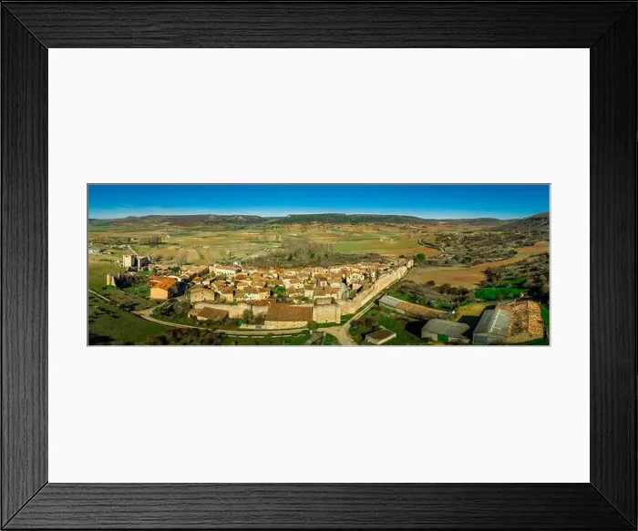Framed Print : Palazuelos aerial panorama view of medieval walled town in Guadalajara Spain Framed Print : Palazuelos aerial panorama view of medieval walled town in Guadalajara Spain