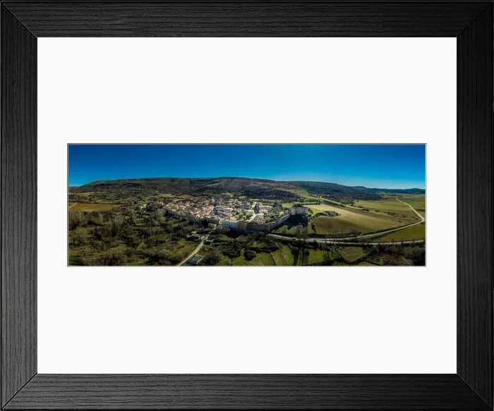 Framed Print : Palazuelos aerial panorama view of medieval walled town in Guadalajara Spain Framed Print : Palazuelos aerial panorama view of medieval walled town in Guadalajara Spain