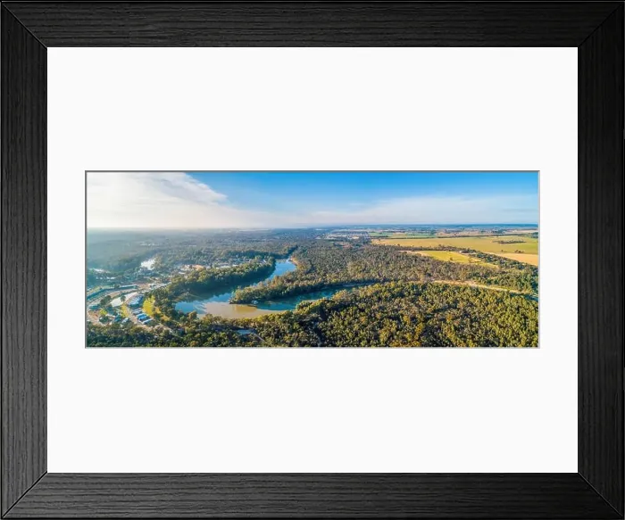 Framed Print : Murray River at sunset - aerial panorama Framed Print : Murray River at sunset - aerial panorama