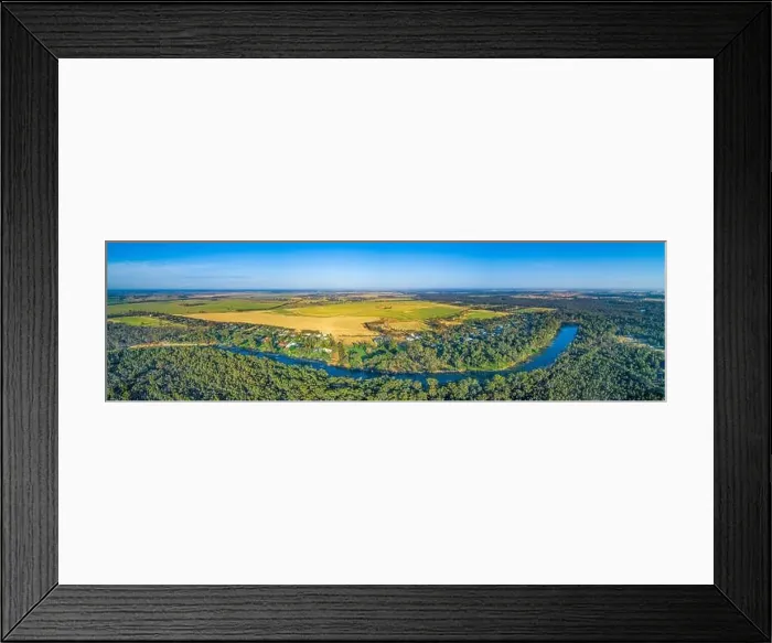 Framed Print : Long stretch of Murray River - wide aerial panorama Framed Print : Long stretch of Murray River - wide aerial panorama