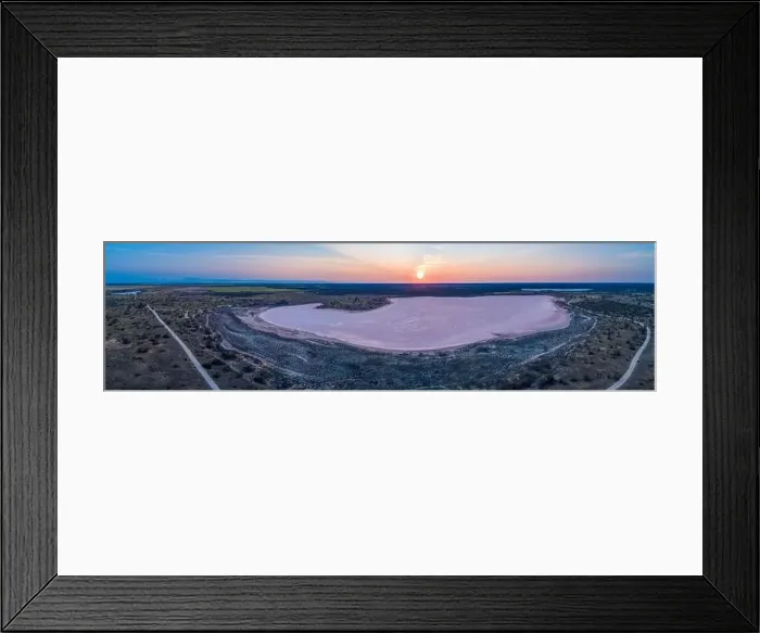 Framed Print : Wide aerial panorama of Lake Crosbie - pink lake in Murray-Sunset National Park, Victoria, Australia Framed Print : Wide aerial panorama of Lake Crosbie - pink lake in Murray-Sunset National Park, Victoria, Australia