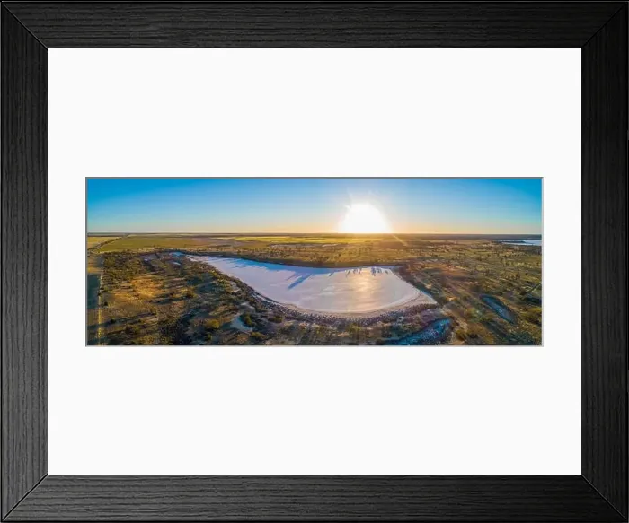 Framed Print : Sunset over salt Lake Hardy in Australia - aerial panoramic landscape Framed Print : Sunset over salt Lake Hardy in Australia - aerial panoramic landscape