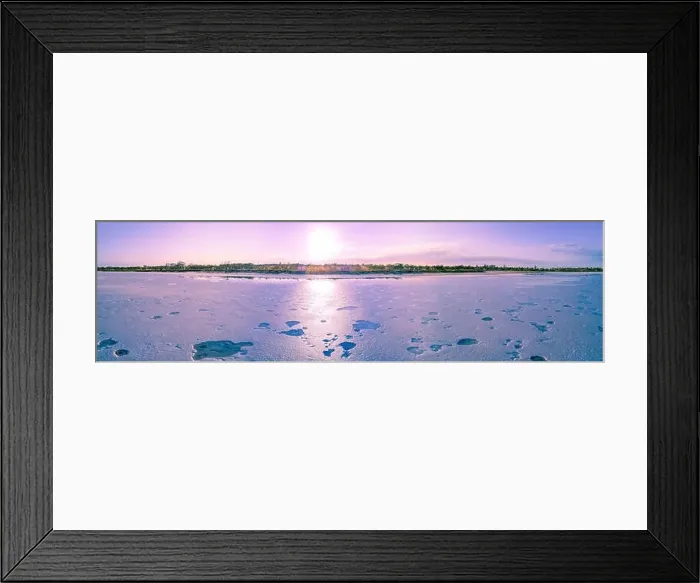 Framed Print : Sunrise over pink lake Crosbie in Australia - aerial panorama Framed Print : Sunrise over pink lake Crosbie in Australia - aerial panorama