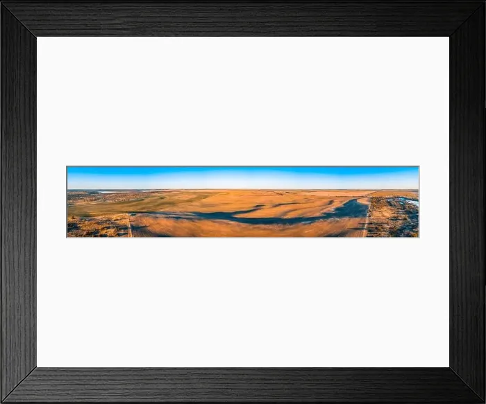 Framed Print : Agricultural land at sunset in Australia - wide aerial panorama