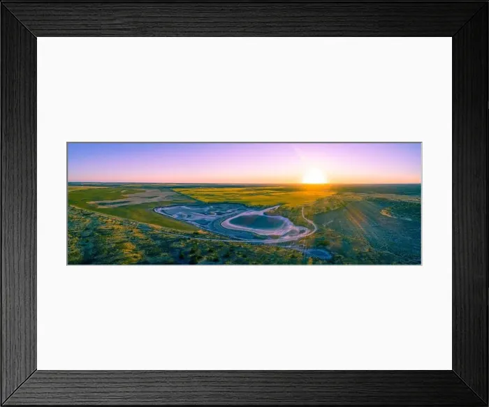 Framed Print : Agricultural land at sunset in Australia - aerial panoramic landscape Framed Print : Agricultural land at sunset in Australia - aerial panoramic landscape