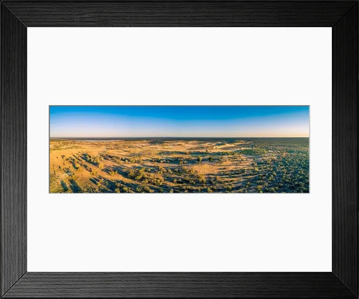 Framed Print : Wide aerial panorama of Australian outback at sunset Framed Print : Wide aerial panorama of Australian outback at sunset