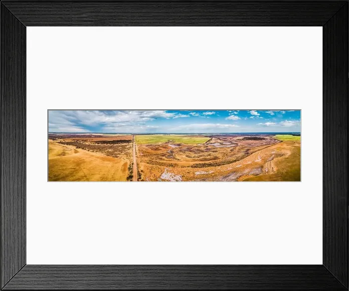 Framed Print : Agricultural land in Australian outback - wide aerial pano Framed Print : Agricultural land in Australian outback - wide aerial pano