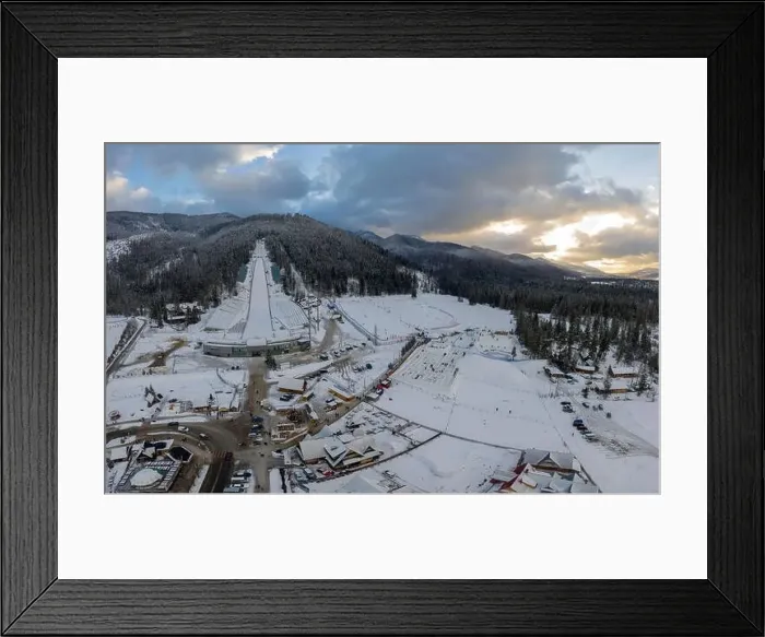 Framed Print : Large ski jump in Zakopane called Huge Krokiew names Stanislawa Marusarza, winter aerial view Framed Print : Large ski jump in Zakopane called Huge Krokiew names Stanislawa Marusarza, winter aerial view