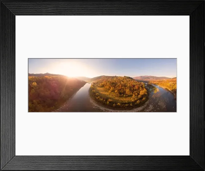Framed Print : 180 degrees panoramic landscape colorful autumn in Carpathians Framed Print : 180 degrees panoramic landscape colorful autumn in Carpathians