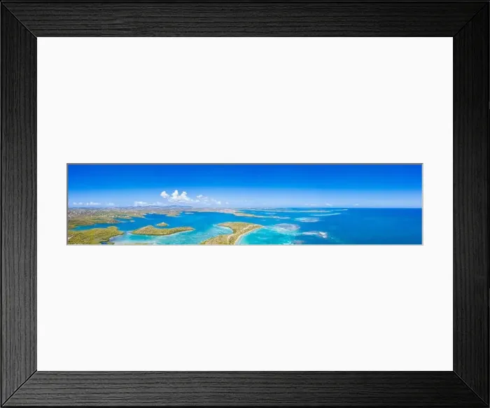 Framed Print : Aerial panoramic by drone of coral reef in the crystal clear Caribbean Sea Framed Print : Aerial panoramic by drone of coral reef in the crystal clear Caribbean Sea