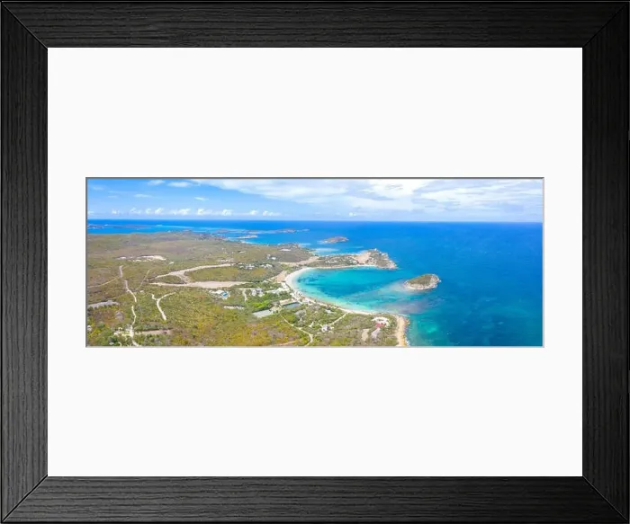 Framed Print : Aerial panoramic by drone of Caribbean Sea surrounding Exchange Bay Framed Print : Aerial panoramic by drone of Caribbean Sea surrounding Exchange Bay