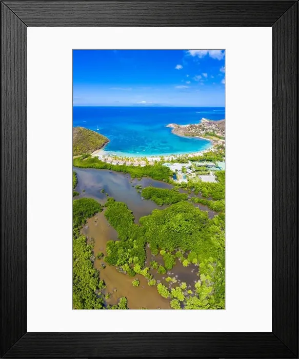 Framed Print : Aerial panoramic by drone of Carlisle Bay Beach, Antigua, Leeward Islands, West Indies, Caribbean, Central America Framed Print : Aerial panoramic by drone of Carlisle Bay Beach, Antigua, Leeward Islands, West Indies, Caribbean, Central America