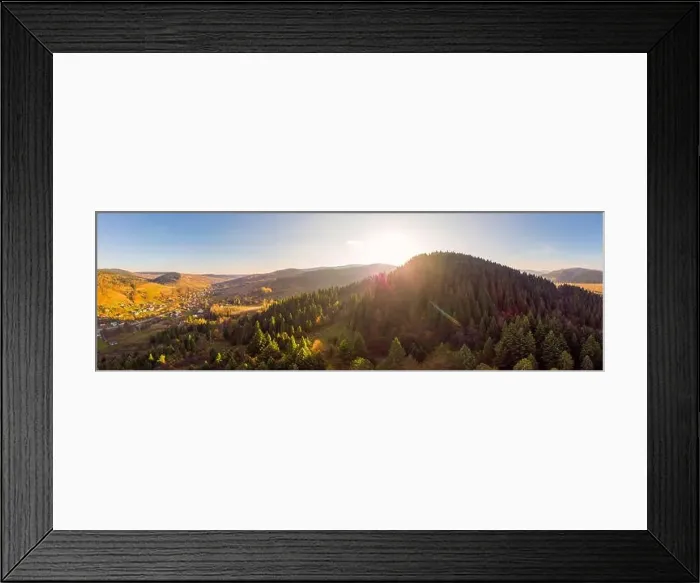 Framed Print : 180 degrees scenic landscape of nature with beauty sunflare Framed Print : 180 degrees scenic landscape of nature with beauty sunflare