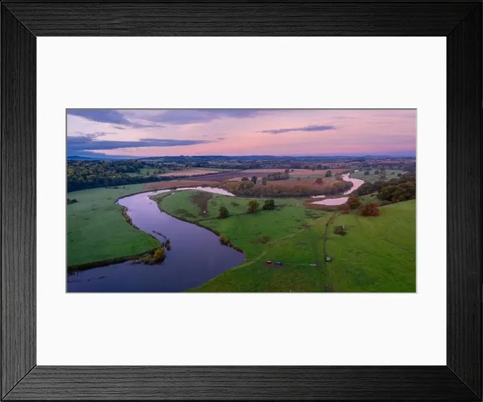 Framed Print : Aerial panoramic shoot over River Severn meander at autumnal sunrise in Shropshire, UK Framed Print : Aerial panoramic shoot over River Severn meander at autumnal sunrise in Shropshire, UK