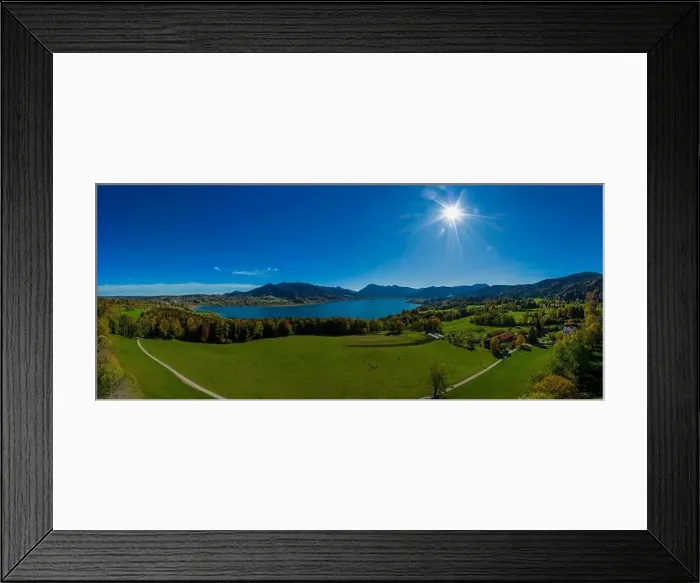 Framed Print : Fantastic panoramic view over the bavarian lake Tegernsee in autumn with fall colors, made by a drone at a sunny day Framed Print : Fantastic panoramic view over the bavarian lake Tegernsee in autumn with fall colors, made by a drone at a sunny day