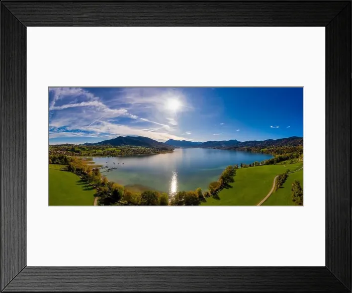 Framed Print : Fantastic panoramic view over the bavarian lake Tegernsee in autumn with fall colors, made by a drone Framed Print : Fantastic panoramic view over the bavarian lake Tegernsee in autumn with fall colors, made by a drone
