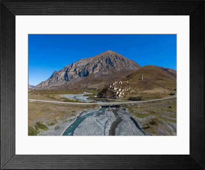 Framed Print : Dargavs, the medieval city of the dead in the mountains of the Caucasus. North Ossetia. Shot on a drone Framed Print : Dargavs, the medieval city of the dead in the mountains of the Caucasus. North Ossetia. Shot on a drone