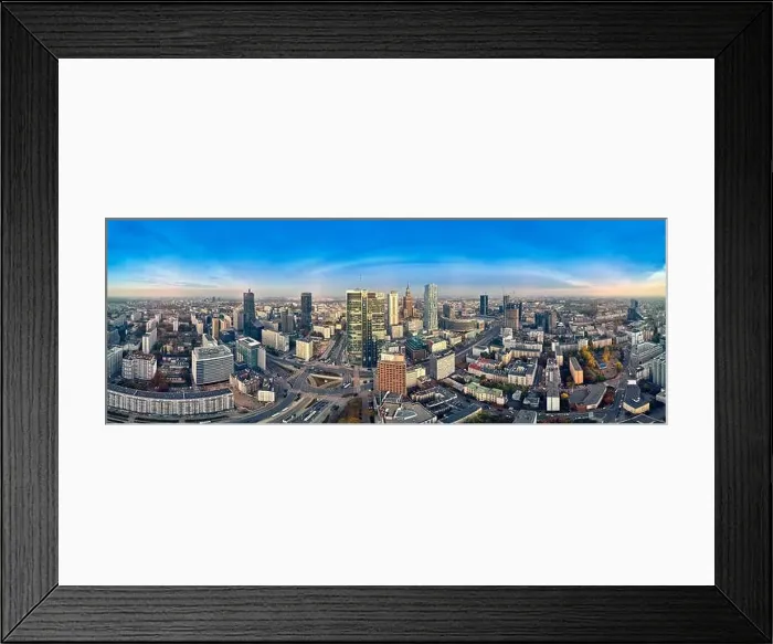 Framed Print : WARSAW, POLAND - OCTOBER 19, 2019: Beautiful panoramic aerial drone view to panorama cityscape of Warsaw modern City Framed Print : WARSAW, POLAND - OCTOBER 19, 2019: Beautiful panoramic aerial drone view to panorama cityscape of Warsaw modern City