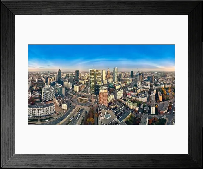Framed Print : WARSAW, POLAND - OCTOBER 19, 2019: Beautiful panoramic aerial drone view to panorama cityscape of Warsaw modern City Framed Print : WARSAW, POLAND - OCTOBER 19, 2019: Beautiful panoramic aerial drone view to panorama cityscape of Warsaw modern City
