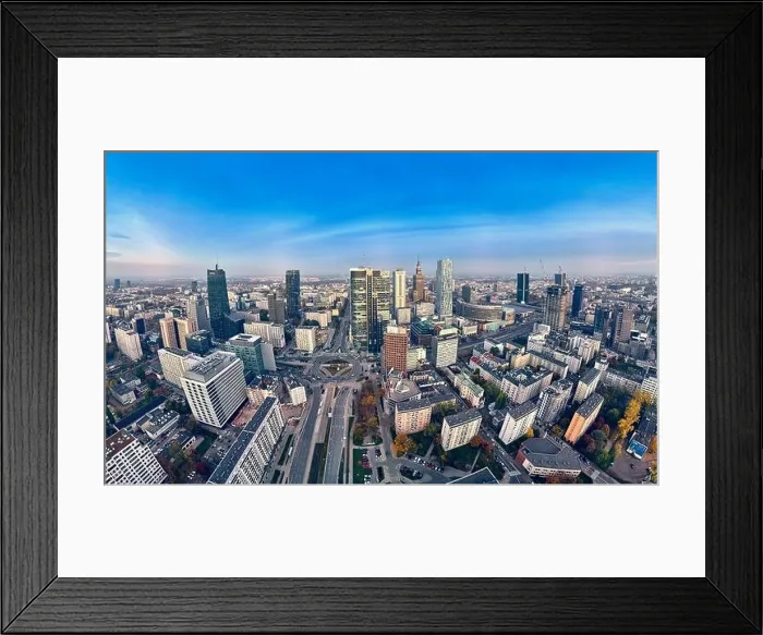 Framed Print : WARSAW, POLAND - OCTOBER 19, 2019: Beautiful panoramic aerial drone view to panorama cityscape of Warsaw modern City Framed Print : WARSAW, POLAND - OCTOBER 19, 2019: Beautiful panoramic aerial drone view to panorama cityscape of Warsaw modern City