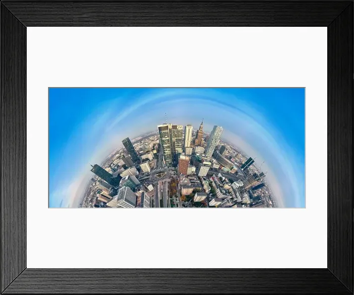 Framed Print : WARSAW, POLAND - OCTOBER 19, 2019: Beautiful panoramic aerial drone view to panorama cityscape of Warsaw modern City Framed Print : WARSAW, POLAND - OCTOBER 19, 2019: Beautiful panoramic aerial drone view to panorama cityscape of Warsaw modern City