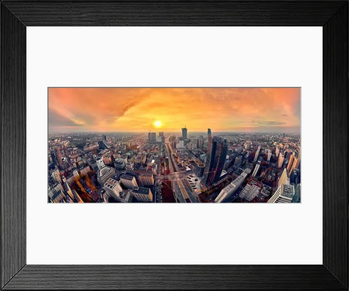 Framed Print : WARSAW, POLAND - OCTOBER 19, 2019: Beautiful panoramic aerial drone view to panorama cityscape of Warsaw modern City Framed Print : WARSAW, POLAND - OCTOBER 19, 2019: Beautiful panoramic aerial drone view to panorama cityscape of Warsaw modern City