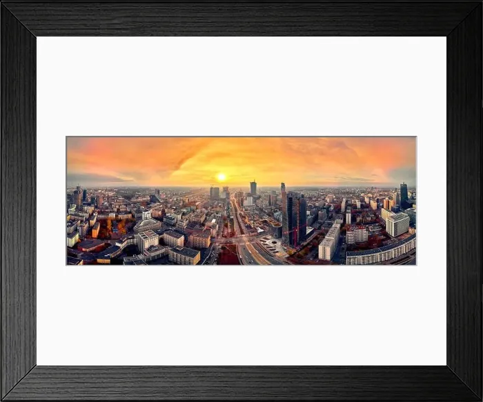 Framed Print : WARSAW, POLAND - OCTOBER 19, 2019: Beautiful panoramic aerial drone view to panorama cityscape of Warsaw modern City Framed Print : WARSAW, POLAND - OCTOBER 19, 2019: Beautiful panoramic aerial drone view to panorama cityscape of Warsaw modern City