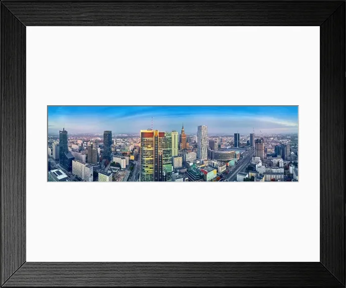 Framed Print : WARSAW, POLAND - OCTOBER 19, 2019: Beautiful panoramic aerial drone view to panorama cityscape of Warsaw modern City Framed Print : WARSAW, POLAND - OCTOBER 19, 2019: Beautiful panoramic aerial drone view to panorama cityscape of Warsaw modern City