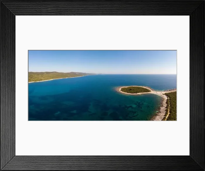 Framed Print : Spectacular aerial sea landscape of sandy beach and crystal clear water Framed Print : Spectacular aerial sea landscape of sandy beach and crystal clear water