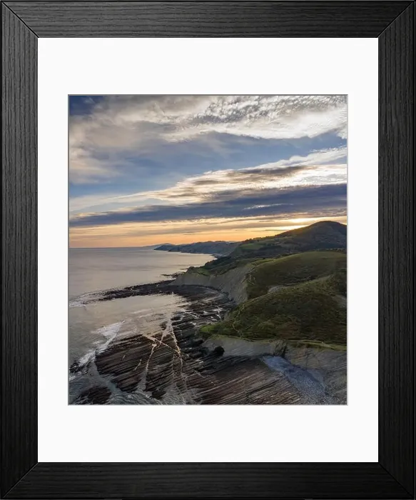 Framed Print : Zumaia flysch geological strata layers drone aerial view, Basque Country Framed Print : Zumaia flysch geological strata layers drone aerial view, Basque Country