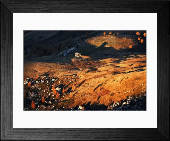 Framed Print : Autumn sunrise scenery in the Dolomites, Italy, Europe Framed Print : Autumn sunrise scenery in the Dolomites, Italy, Europe
