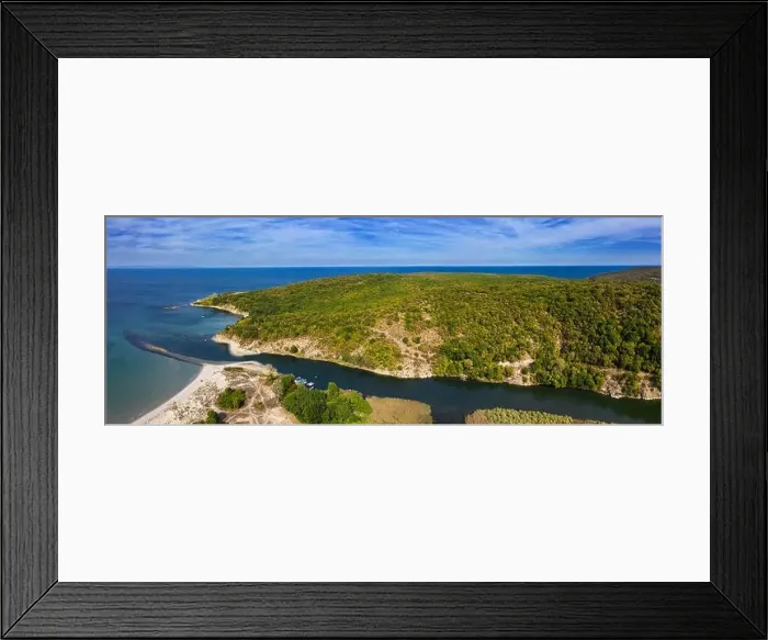 Framed Print : View of drone to the beautiful beach Arkutino and river Ropotamo.Black Sea, Bulgaria Framed Print : View of drone to the beautiful beach Arkutino and river Ropotamo.Black Sea, Bulgaria