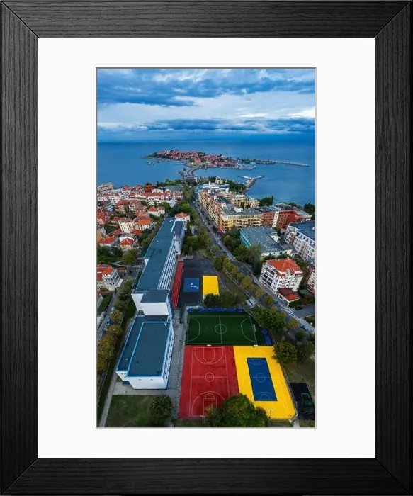 Framed Print : Panoramic view of drone to Nessebar city Framed Print : Panoramic view of drone to Nessebar city