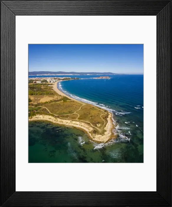 Framed Print : View of drone to the rocky beach near to Nessebar, Bulgaria Framed Print : View of drone to the rocky beach near to Nessebar, Bulgaria