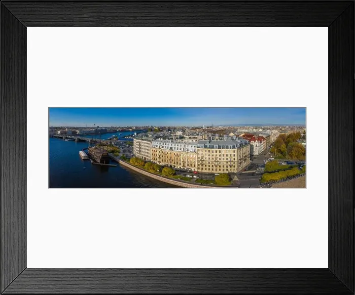 Framed Print : Arial drone panoramic view of St. Peterburg. Sankt Peterburg. Istoric center. Bridges Architecture of Rusia