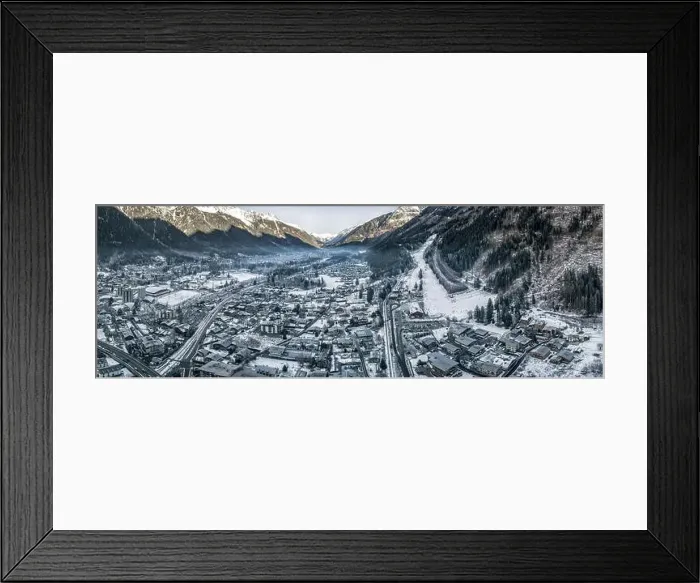 Framed Print : Aerial panoramic drone view of Chamonix Mont Blanc, in French Alps Framed Print : Aerial panoramic drone view of Chamonix Mont Blanc, in French Alps