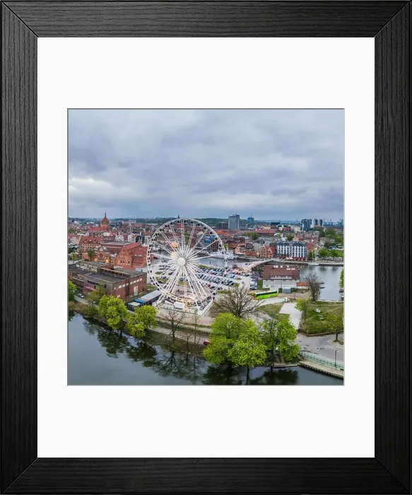 Framed Print : Aerial view on old town in Gdansk by the evening Framed Print : Aerial view on old town in Gdansk by the evening