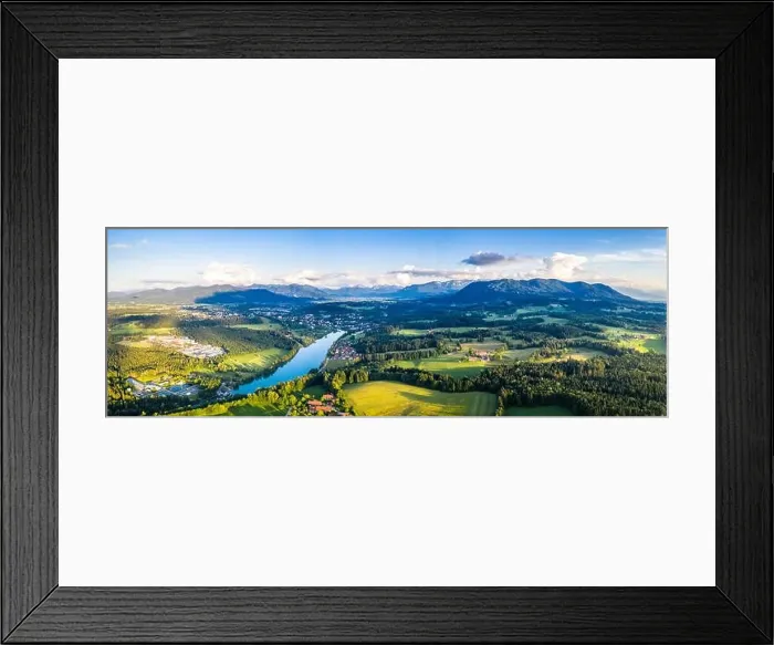 Framed Print : Aerial Panorama Bad Toelz, Isar Valley, Germany Bavaria. Sunset shot in June
