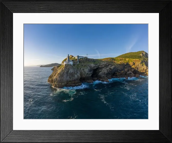 Framed Print : Santa Catalina lighthouse in Lekeitio, Basque country - drone aerial view Framed Print : Santa Catalina lighthouse in Lekeitio, Basque country - drone aerial view
