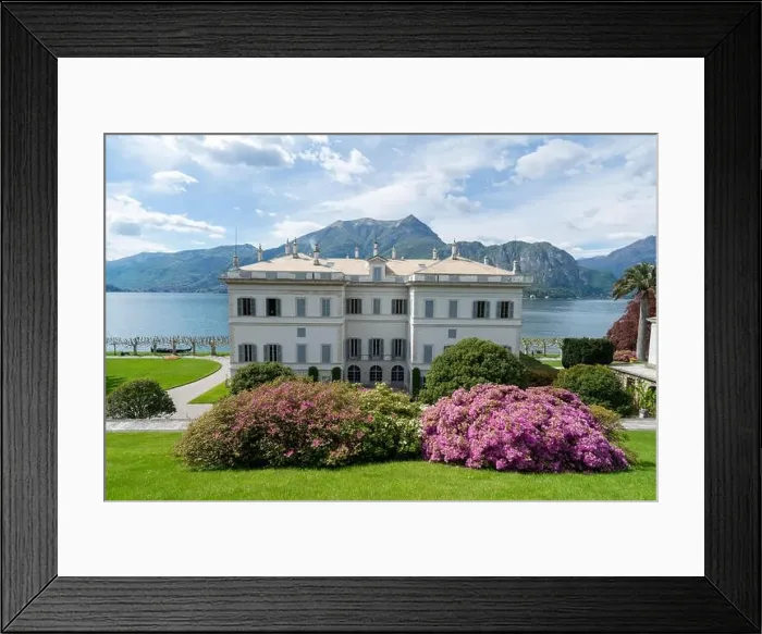 Framed Print : Amazing landscape view with garden and flowers in Villa Melzi in Bellagio - Como lake in Italy Framed Print : Amazing landscape view with garden and flowers in Villa Melzi in Bellagio - Como lake in Italy