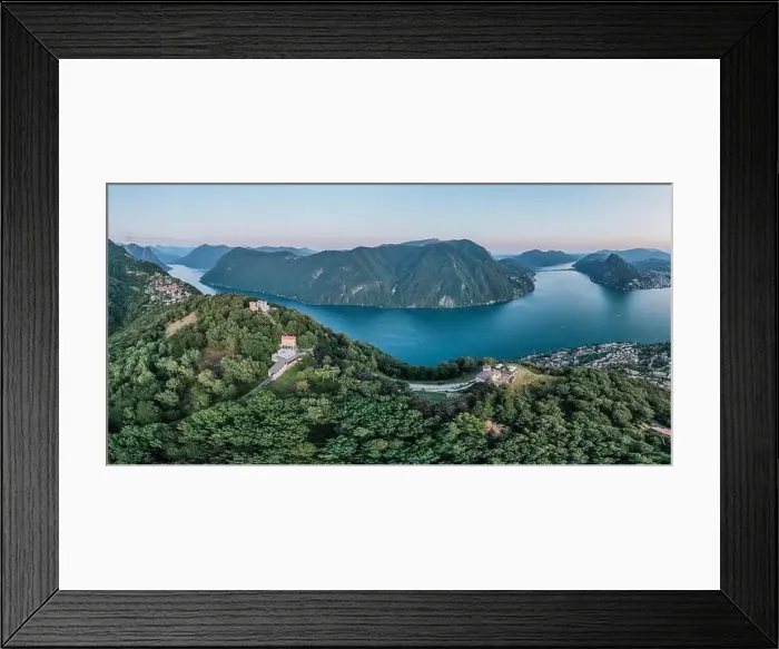 Framed Print : Aerial panorama drone view of lugano lake, monte bre, salvatore and Lugano city in switzerland Framed Print : Aerial panorama drone view of lugano lake, monte bre, salvatore and Lugano city in switzerland
