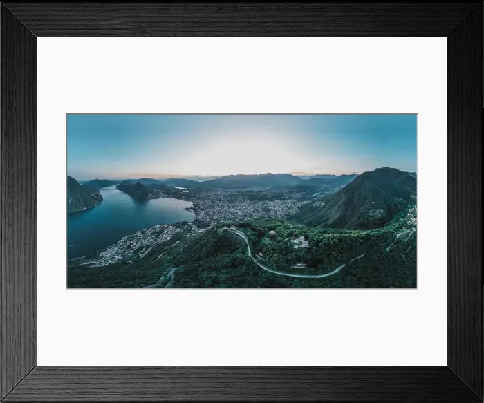 Framed Print : Aerial panorama drone view of lugano lake, monte bre, salvatore and Lugano city in switzerland Framed Print : Aerial panorama drone view of lugano lake, monte bre, salvatore and Lugano city in switzerland