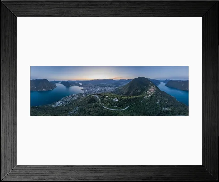Framed Print : Aerial panorama drone view of lugano lake, monte bre, salvatore and Lugano city in switzerland Framed Print : Aerial panorama drone view of lugano lake, monte bre, salvatore and Lugano city in switzerland