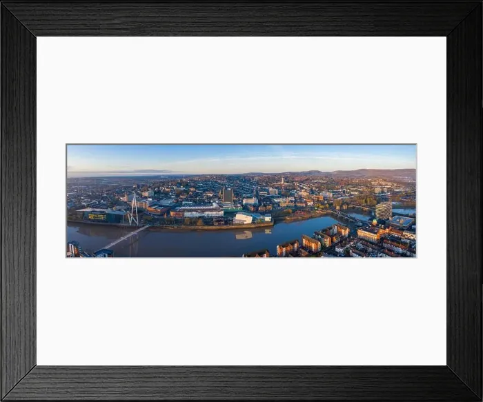 Framed Print : An aerial view at sunrise of Newport city centre, south wales United Kingdom, taken from the River Usk Framed Print : An aerial view at sunrise of Newport city centre, south wales United Kingdom, taken from the River Usk