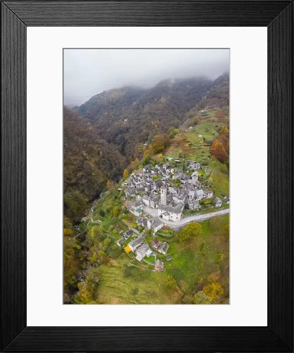 Framed Print : Autumnal view of the town of Corippo Framed Print : Autumnal view of the town of Corippo