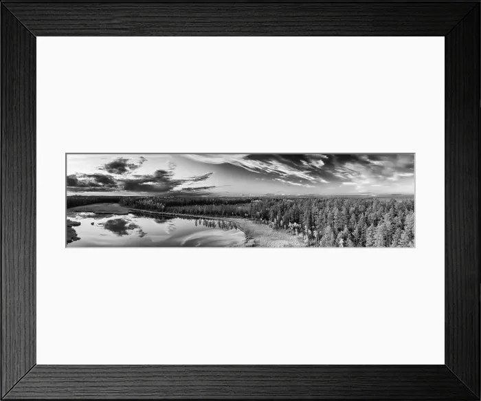 Framed Print : Panorama view of Kingari lake. Black and white. Latvian nature. Beautiful landscape Framed Print : Panorama view of Kingari lake. Black and white. Latvian nature. Beautiful landscape