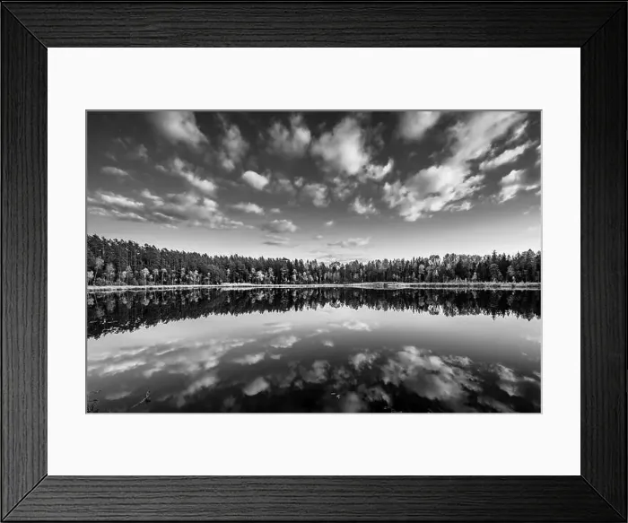 Framed Print : View of Kingari lake. Black and white. Latvian nature. Beautiful landscape Framed Print : View of Kingari lake. Black and white. Latvian nature. Beautiful landscape