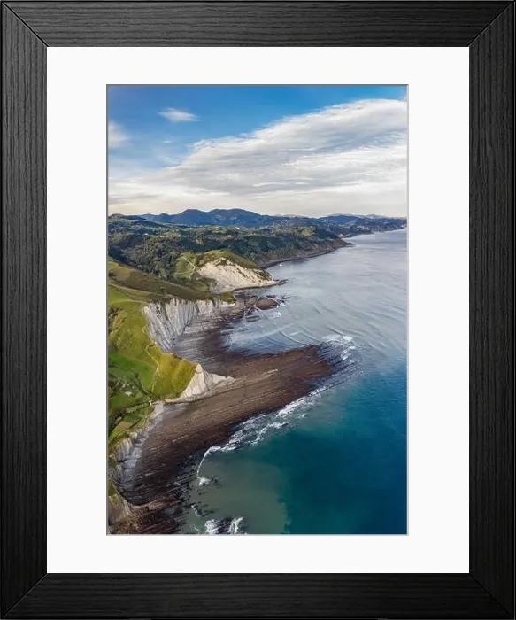 Framed Print : Zumaia flysch geological strata layers drone aerial view, Basque Country Framed Print : Zumaia flysch geological strata layers drone aerial view, Basque Country